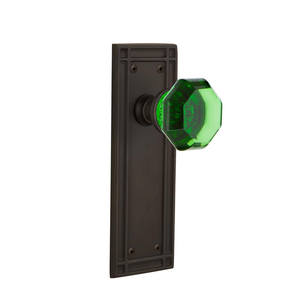 Nostalgic Warehouse MISWAE Colored Crystal Mission Plate Single Dummy Waldorf Emerald Door Knob in Oil-Rubbed Bronze
